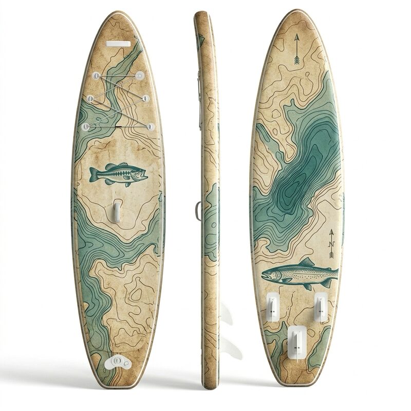 Concept graphic: vintage lake-map artwork with fish illustrations.